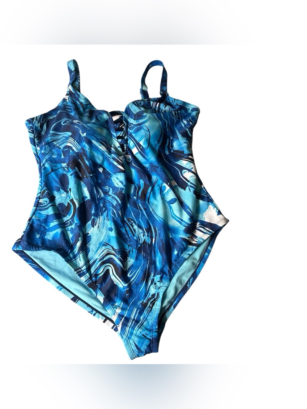 Peyton & Parker Blue Marble One-Piece Swimsuit Size 0X